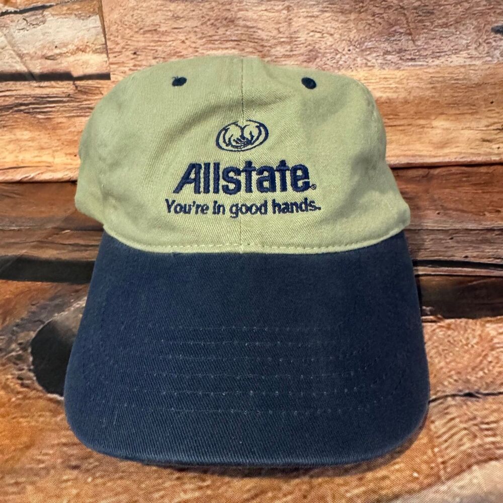 Allstate Baseball Cap Dad Hat Men's Adjustable Khaki Navy Cotton Strapback